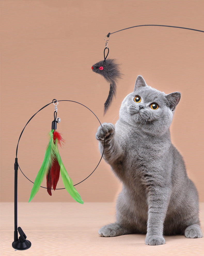 Suction-cup wire wand cat toy