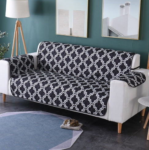 Quilted pet sofa protector covering seat and armrests
