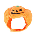 Makuro's Pumpkin Hat: plush orange jack-o'-lantern cat hat with a green stem