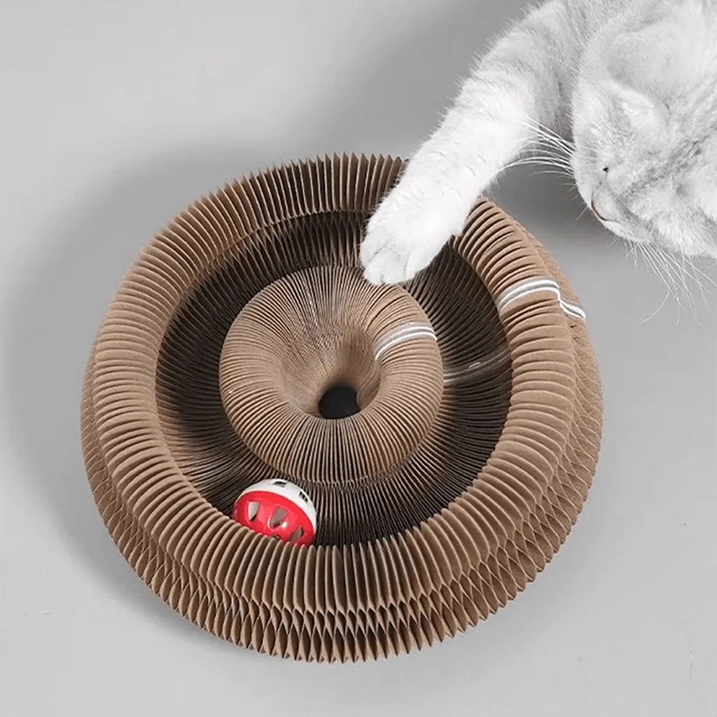Miso's Magic Nap Ring: Foldable Cat Scratcher with Bell Ball