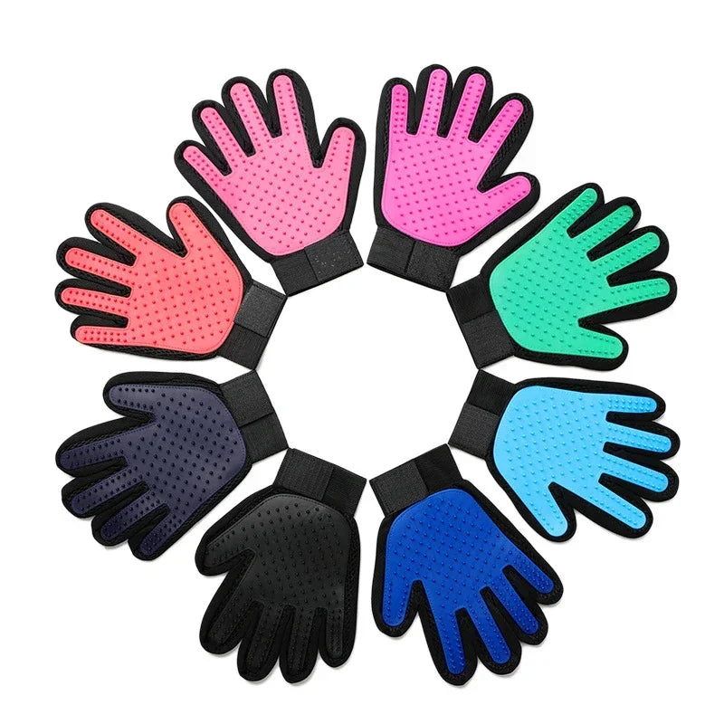 Supplier photo of grooming gloves in many colours