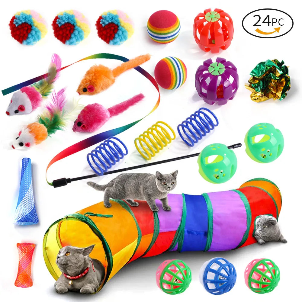 The Chaos Crate: 14 or 24 Cat Toys + Track Tower or Tunnel