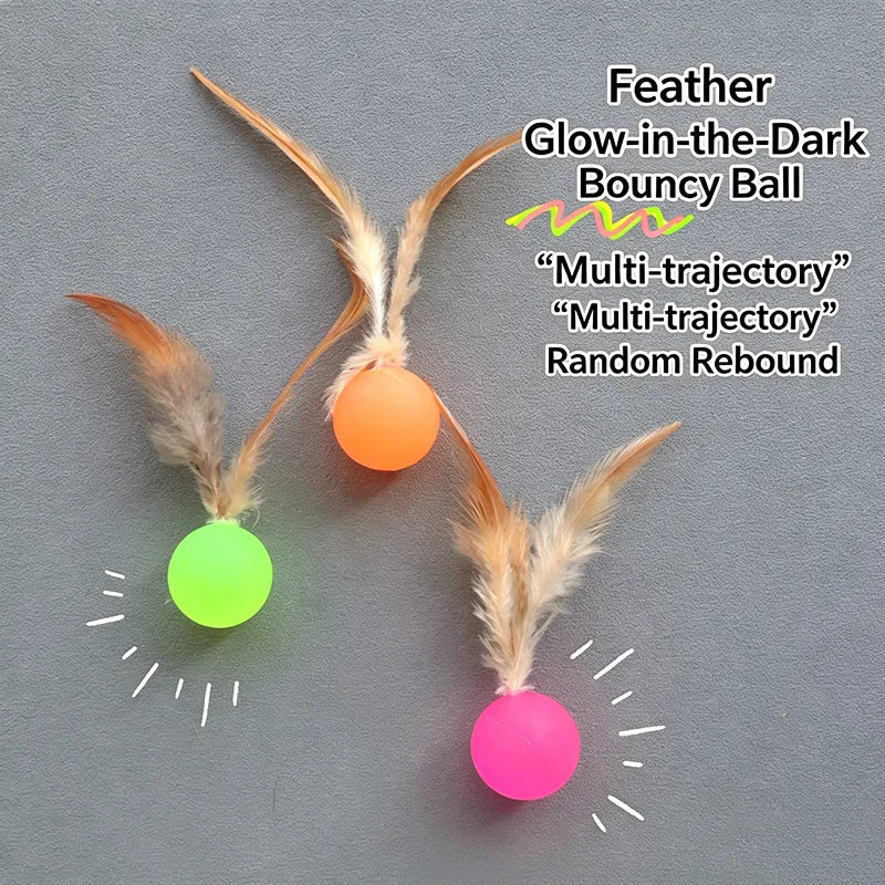 Mugi's Glow Feather Bouncer: glow-in-the-dark balls with feather tails