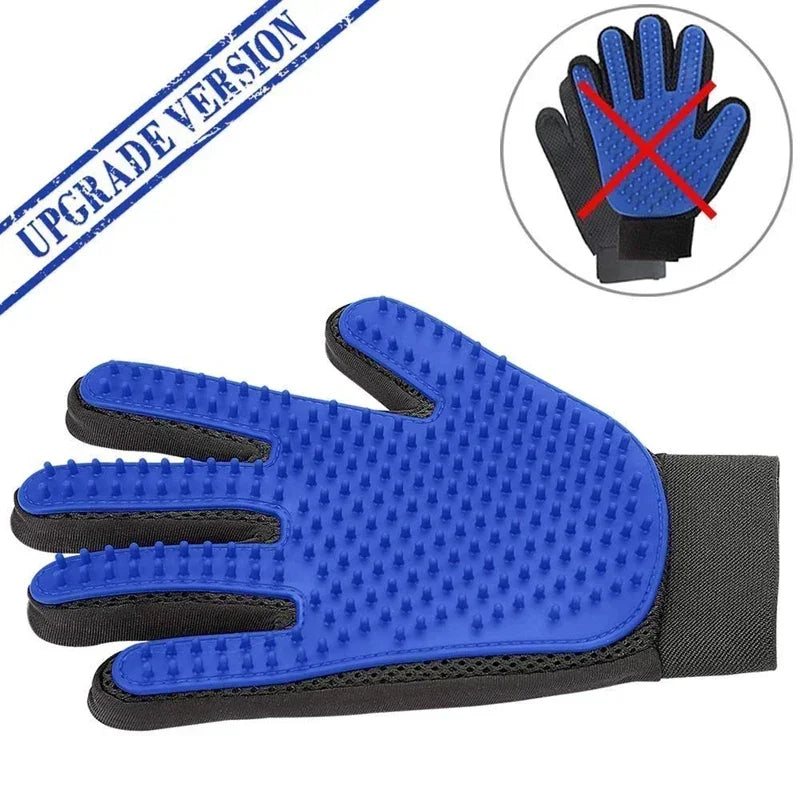 Blue silicone grooming glove, upgraded version