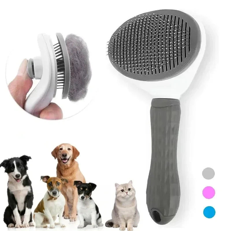 Self-cleaning cat brush