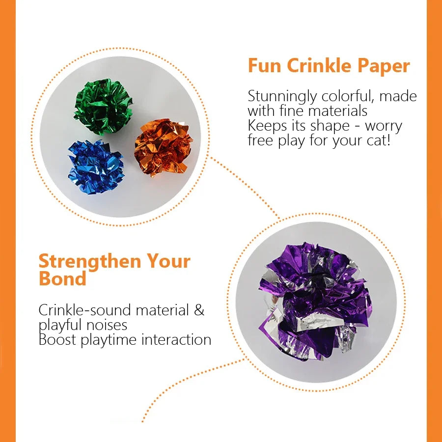 Close-ups of colourful mylar crinkle balls