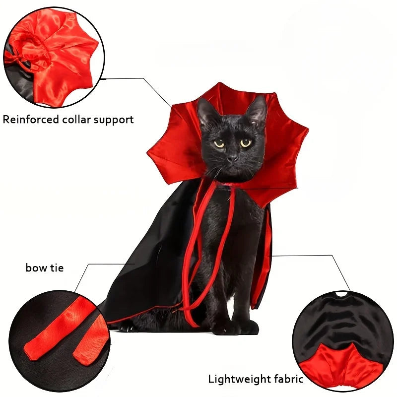 Vampire cape details: reinforced collar, ribbon tie and lightweight fabric