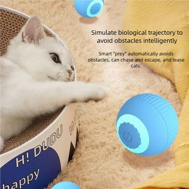 Smart self-rolling cat ball, pink and blue colours