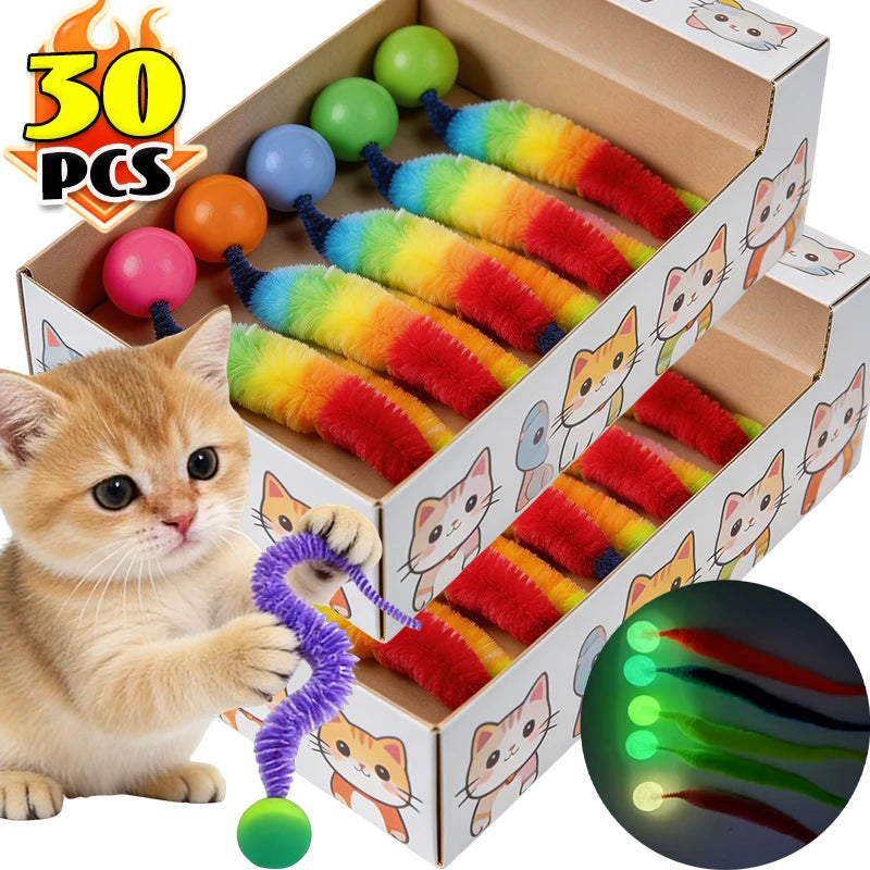Mugi's Wiggle Worms: Twisty Bouncing Cat Toys (5 or 10)