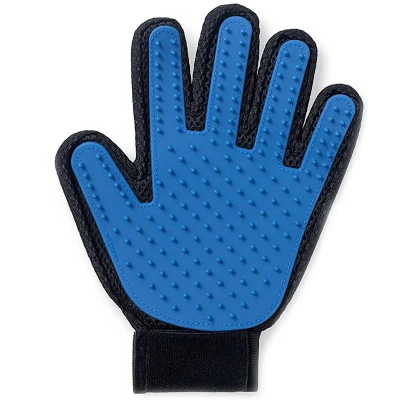 Miso's Spa Day Grooming Glove, blue, left hand