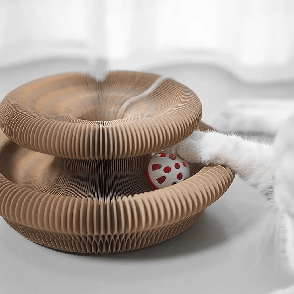 Miso's Magic Nap Ring: Foldable Cat Scratcher with Bell Ball