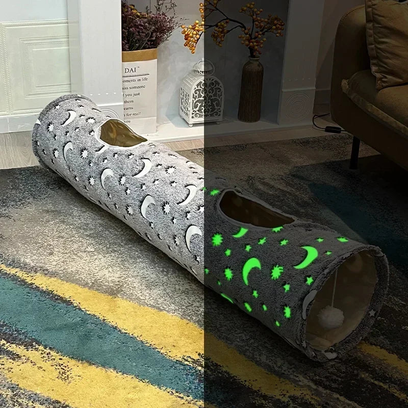 Mugi's Midnight Tunnel: Glow-in-the-Dark Cat Tunnel