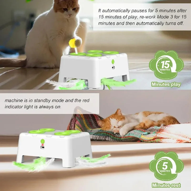 Makuro's Mole Patrol: Pop-Up Mouse & Spinning Feather Cat Toy