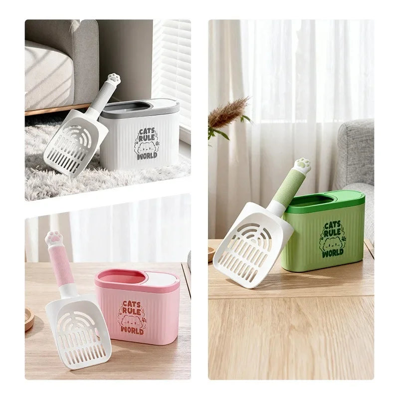Poop Butler scoop and caddy in grey, pink and green