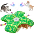 Mugi's Hide & Seek Boop Mat: green cat toy mat with fluffy tail and butterfly wand popping out
