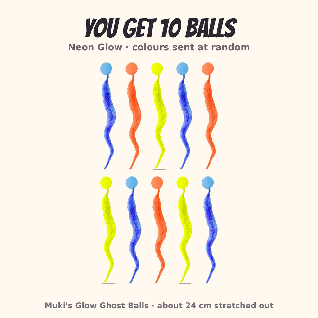 Mugi's Glow Ghost Balls, Neon Glow, 10-pack: 10 balls