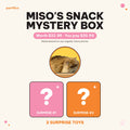Miso's Snack Mystery Box: Miso the ginger cat with 2 surprise toy question-mark tiles. Worth $32.98, you pay $25.99
