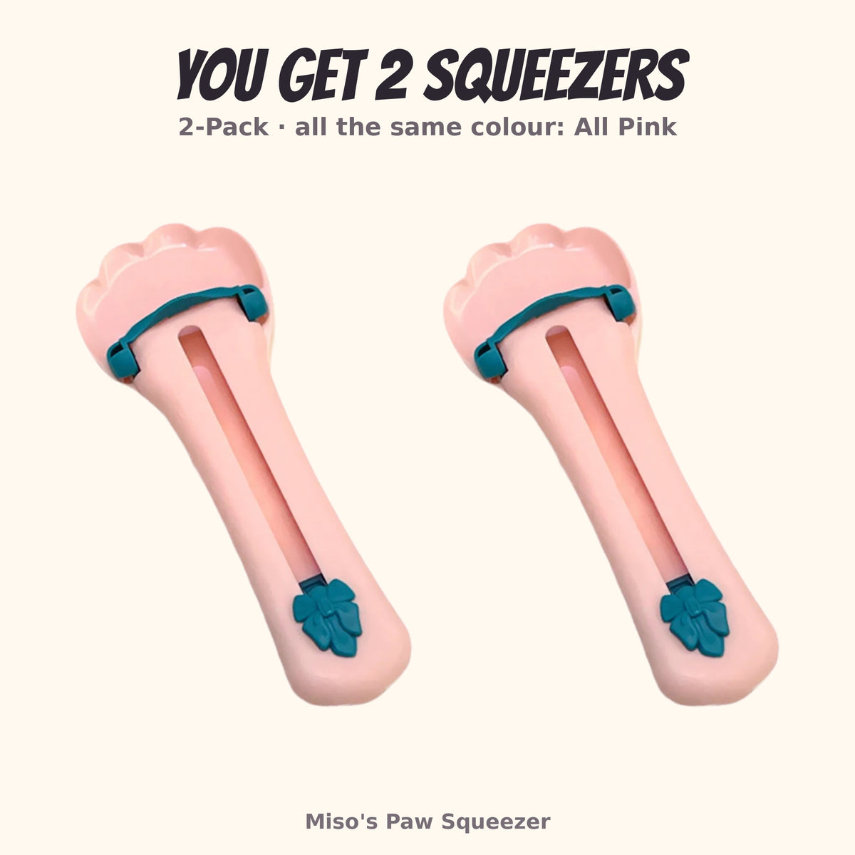 Miso's Paw Squeezer, all pink, 2-pack: 2 squeezers