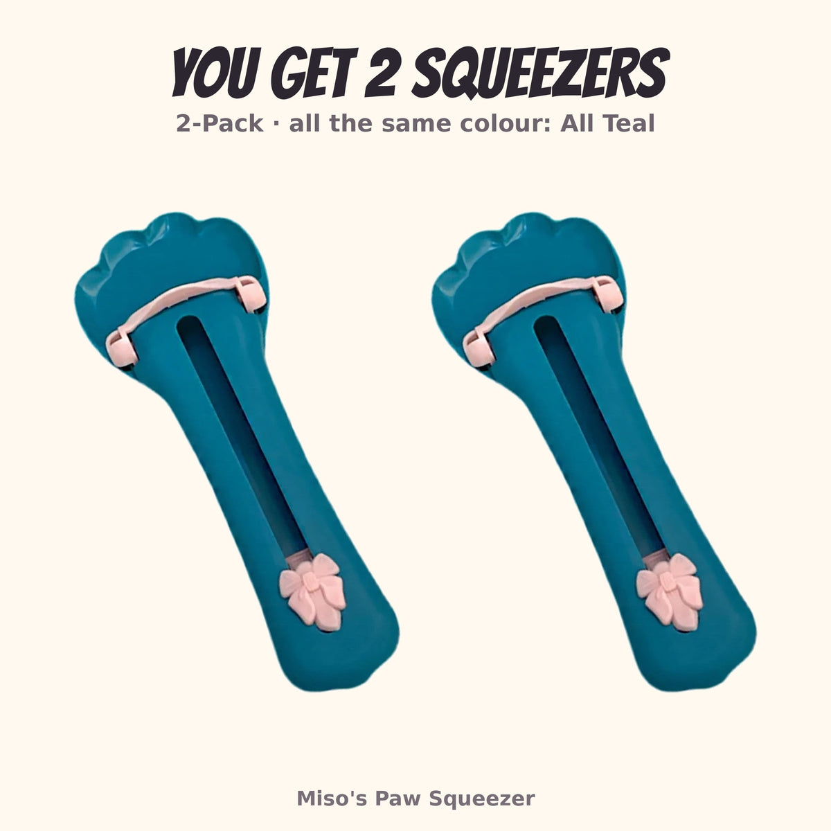 Miso's Paw Squeezer, all teal, 2-pack: 2 squeezers