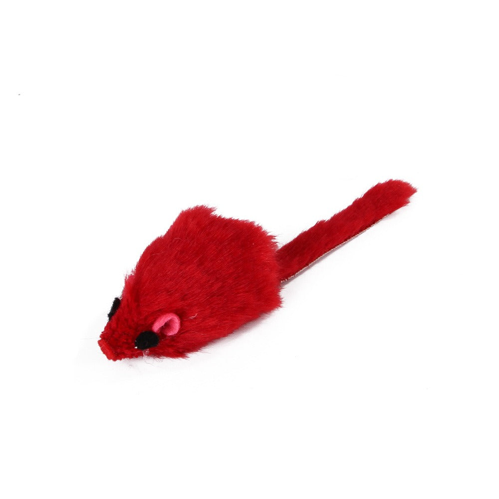 Red plush mouse cat toy from the Mega Destroyer variety pack