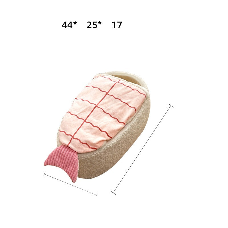 Small ebi sushi cat bed size guide, approx. 44 x 25 x 17 cm
