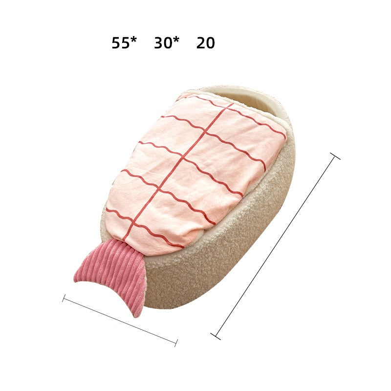 Large ebi sushi cat bed size guide, approx. 55 x 30 x 20 cm