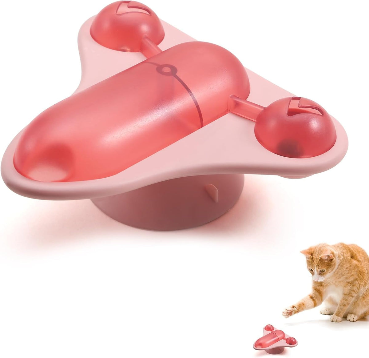 Pink spinning treat puzzle for cats