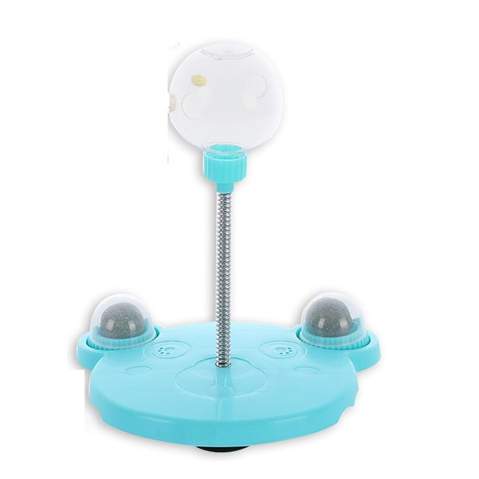 Blue wobble snack ball: clear treat ball on a spring with a suction base